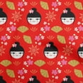 thumbnail image 1 of oneOone Silk Tabby Red Fabric Asian Japanese Fan Craft Projects Decor Fabric Printed By The Yard 42 Inch Wide, 1 of 4