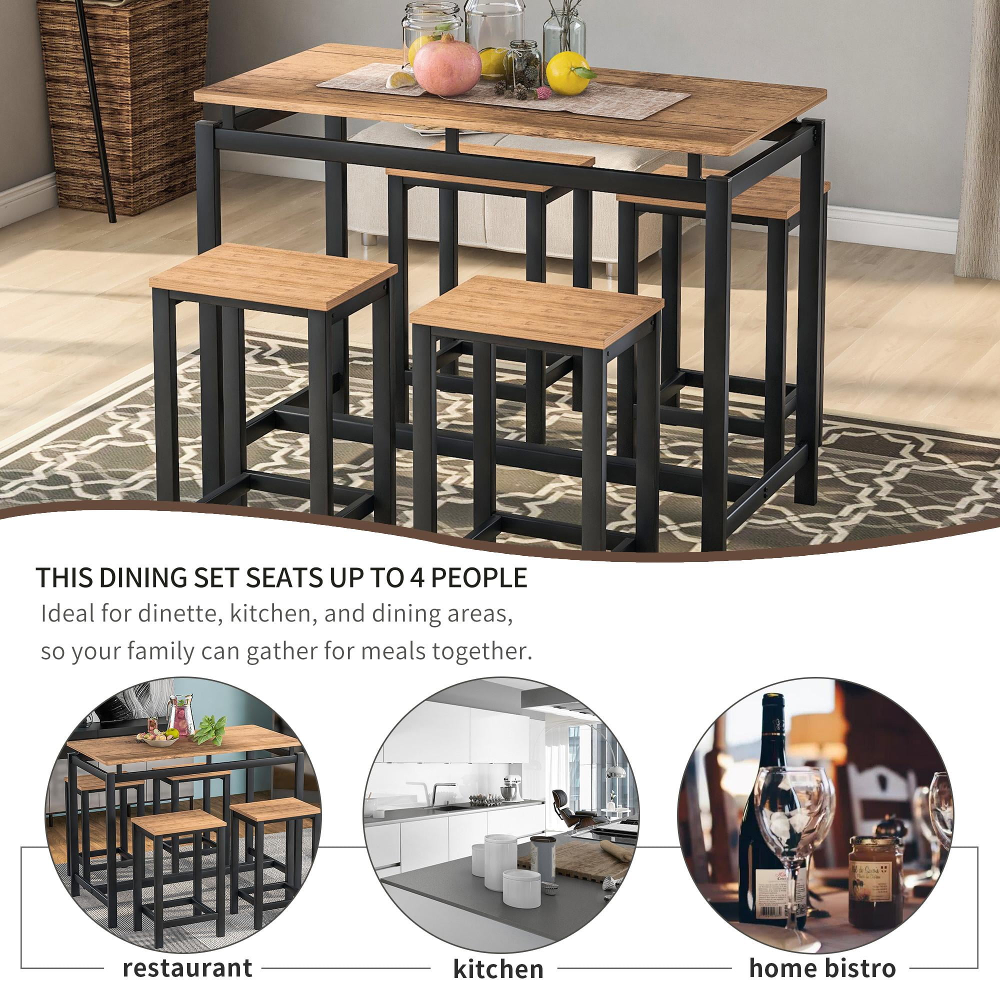 MUPATER 47'' High Bar Table Industrial Dining Table, Tall Counter Height  Pub Table for Dining Room, Kitchen or Living Room, 47.2''L x 23.6''W x