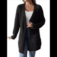 thumbnail image 2 of Suéter Informal de Otoño para Mujer, Abierto Al Frente, de Larga y con Bolsillos. Negro L, 2 of 9
