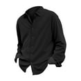 thumbnail image 5 of Resicozy Corduroy Shirts for Men 2026 Fashion Long Sleeve Casual Solid Color Button Down Shirt Collar Spring Fall Black 2XL, 5 of 6