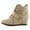 Beige, variant on Top Moda SAMMY-40 High Top Women's Cross-Strap Hidden Wedge Fashion Sneakers BLUSH 5.5