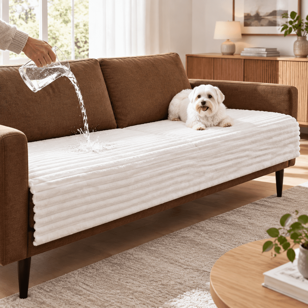 White 33 x 75 1 Pack Dual Non-Slip Waterproof Fuzzy Pet Sofa Cover