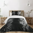 thumbnail image 3 of Ambesonne Black and White Quilted Bedspread Set 2 Pcs, Wild Leopards, Twin Size, Black White Blue, 3 of 6