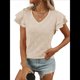 thumbnail image 1 of Camiseta de Verano para Mujer, con Cuello en V, Volantes y Mangas , Color Albaricoque L, 1 of 9