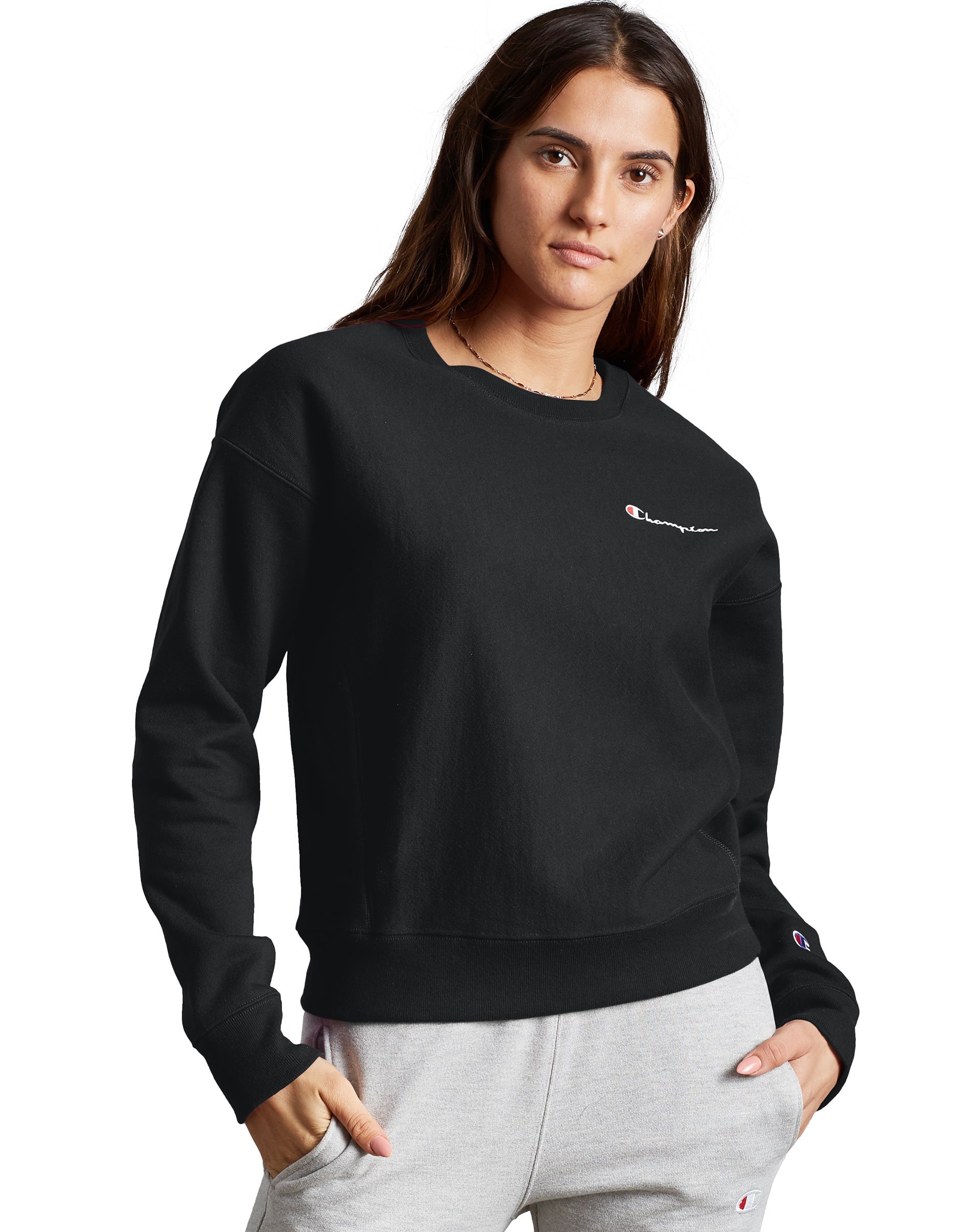 champion reverse weave crew black