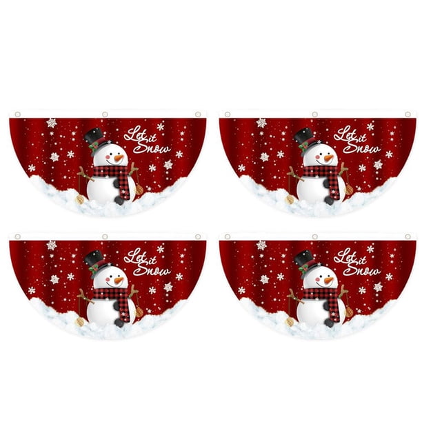 CAIROYAR Banderines navideños, banderines navideños con forma de muñeco de nieve de 35 pulgadas, banderines con forma de abanico y Papá Noel decorativo, banderines con forma de abanico de Feliz Navida