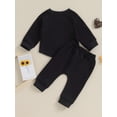 thumbnail image 4 of Suealasg Toddler Baby Boys Girls Fall Winter Clothes 6M 12M 18M 2T 3T Kids Crew Neck Long Sleeve Sweatshirt Pullover Top Drawstring Pants Sets 2Pcs, 4 of 9