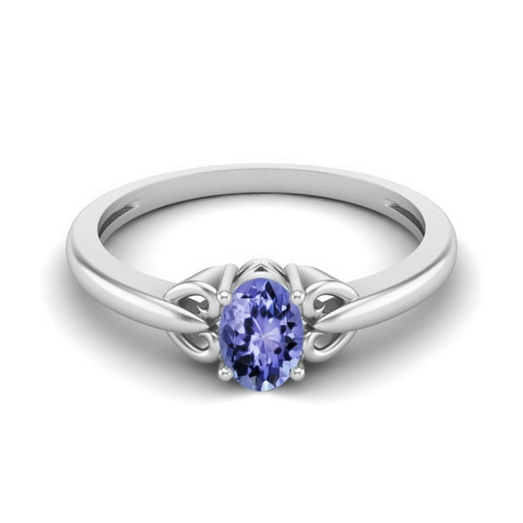Mooneye 925 Sterling Silver 6X4mm Oval Tanzanite Solitaire Women Valentines Day Gifts Ring