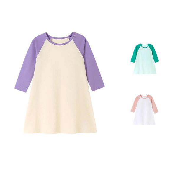Hauaitttt Girls Long Sleeve Fall Dress Cute Casual European Style Toddler Little Girl Outfit Summer Long Dresses Casual