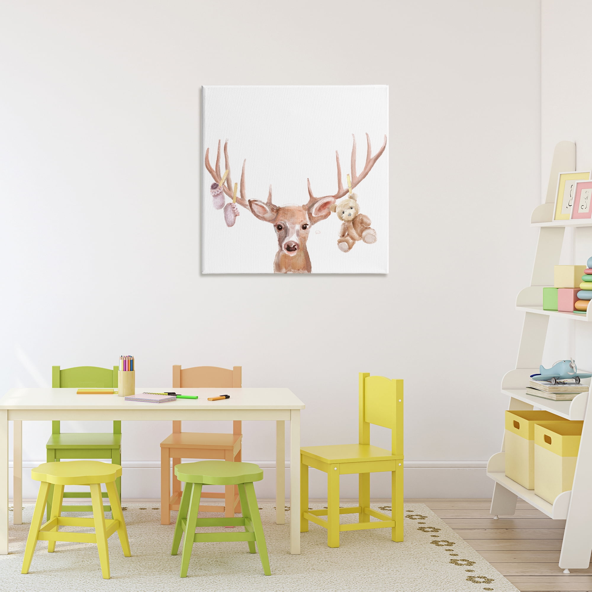 Stupell Industries Baby Girl Deer Antlers Canvas Wall Art, design by Ali Lynne