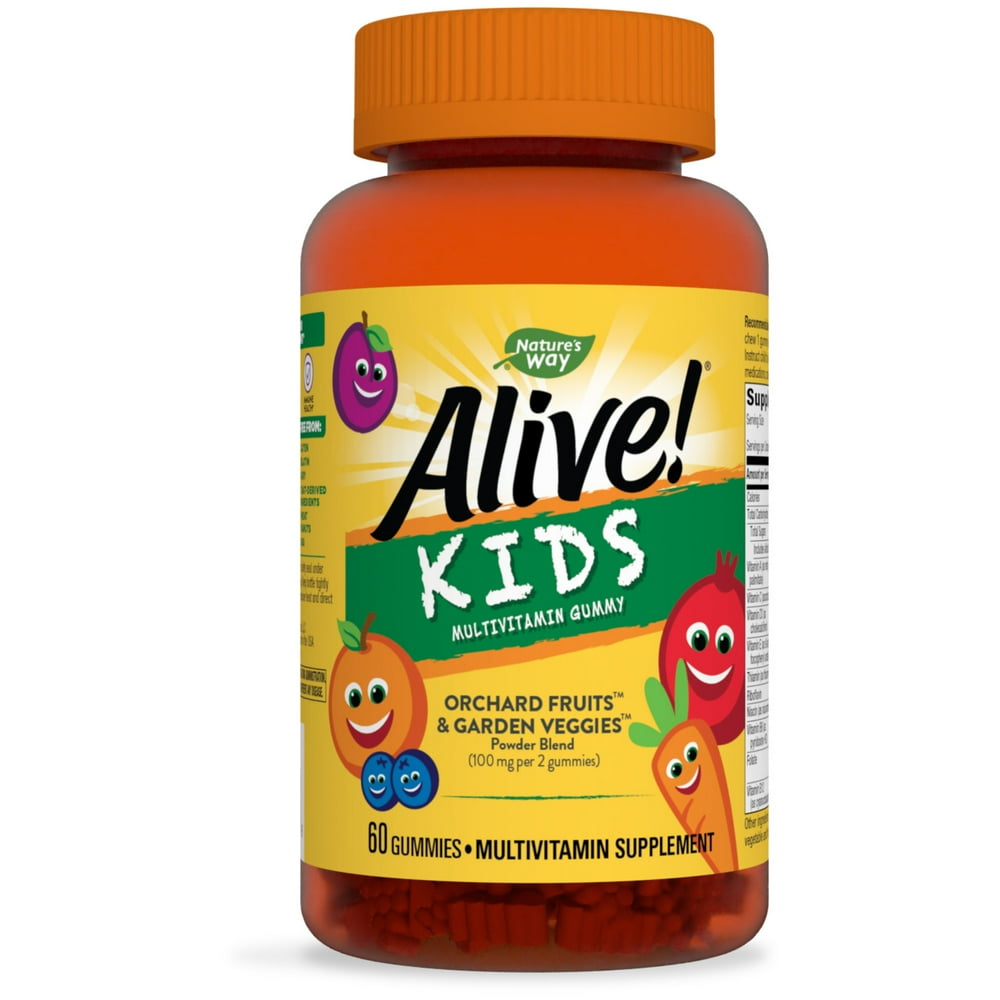 Nature’s Way Alive! Kids Multivitamin Gummy, 15 Vitamins & Minerals, GelatinFree, Cherry