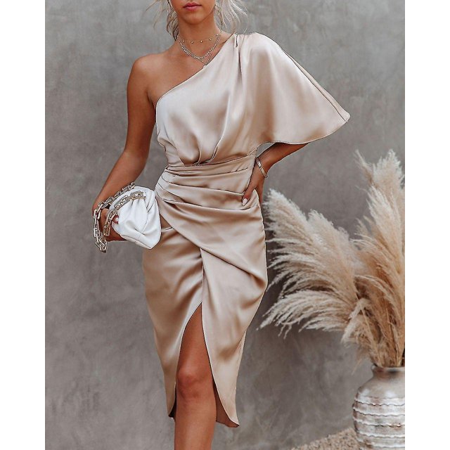 Vestido midi de color liso para mujer Vestidos de lápiz ajustados de satén
