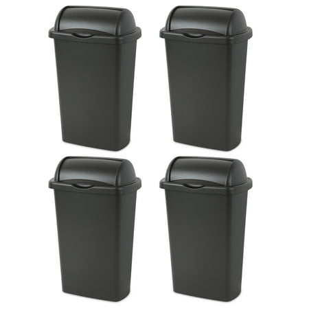 Sterilite, 13 Gal./49 L Roll Top Wastebasket, Black , Case of 4
