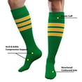 thumbnail image 6 of COUVER Unisex Cotton Bottom Cushion Striped Knee High Softball Sports Socks, Green/White/Yellow, Large, 1Pair, 6 of 8