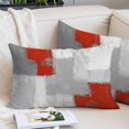 thumbnail image 2 of Red Grey Pillow Covers 12"x20", Abstract Geometric Color Block Oil Painting Soft Brushed Microfiber Breathable Throw Pillow Covers, Decorative Pillowcase with Zipper for Couch Sofa Bedroom, 2 of 9