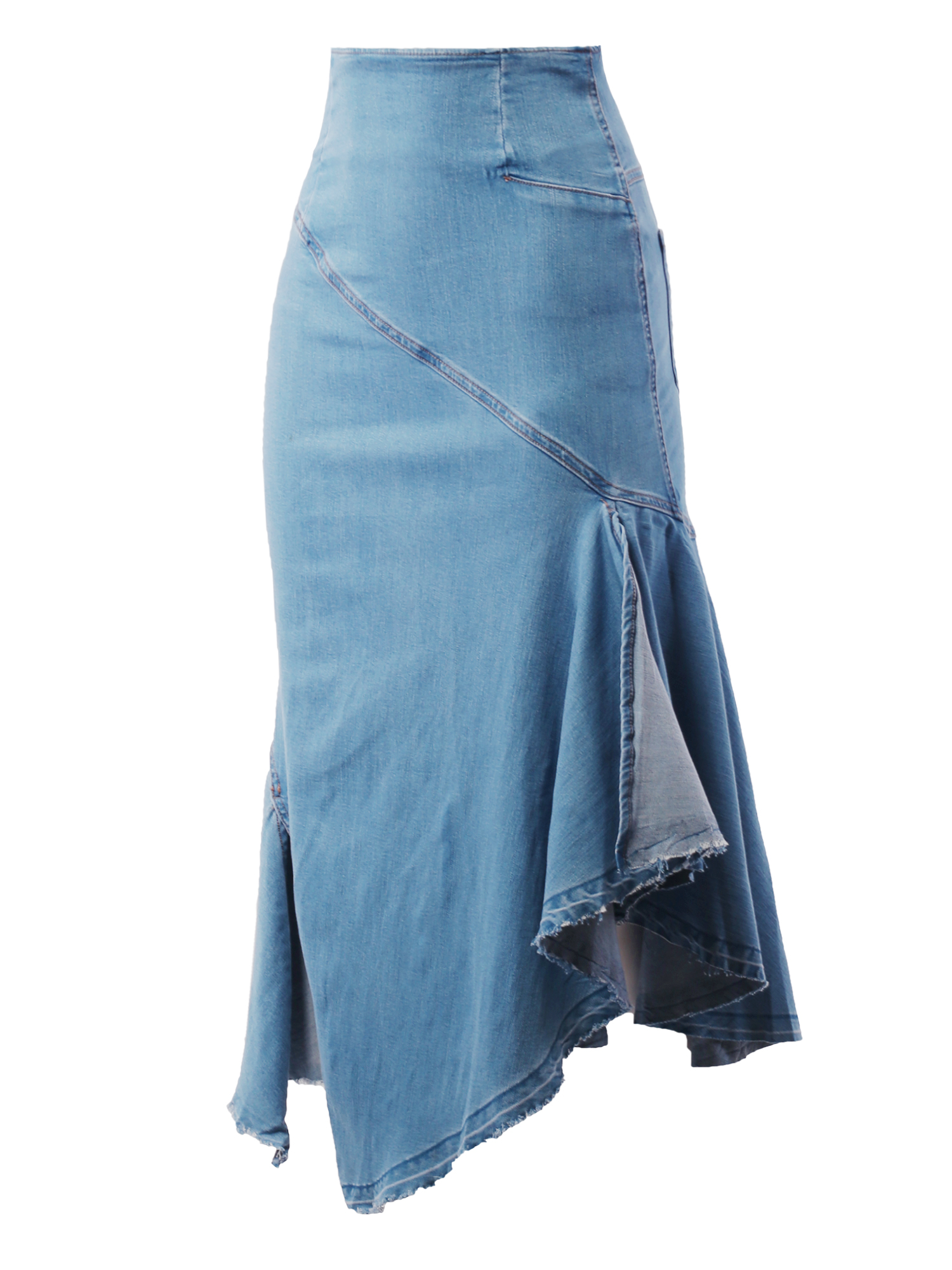 A2Y Women's Casual Rayon High Waist Back Zipper Denim Jean Long Skirts ...