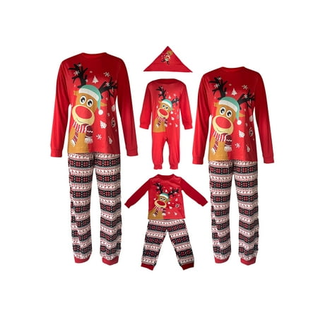 

Ma&Baby Matching Family Pajamas Christmas Elk Print Sleepwear Women Men PJs Pants Set Holiday Loungewear