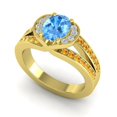 thumbnail image 2 of Diamond-Capitals 2.35 Carat Oval Cut Blue Topaz & Citrine Gemstone Fancy Wedding Ring for Women Solid 14K Yellow Gold Size 7, 2 of 8