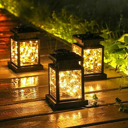 Solar Lanterns Outdoor Waterproof Hanging Solar Lights Outdoor 30 LEDs  Outdoor Lanterns Solar Powered for Patio Decor  Yard Decor  Garden Decorations (2 Pcs Warm White)