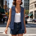 thumbnail image 2 of MaFYtyTPR Women's Sleeveless Zip Up Hoodie Vest Lightweight Casual Hooded Jacket with Chest Pockets for Outdoor Activities Navy M, 2 of 7