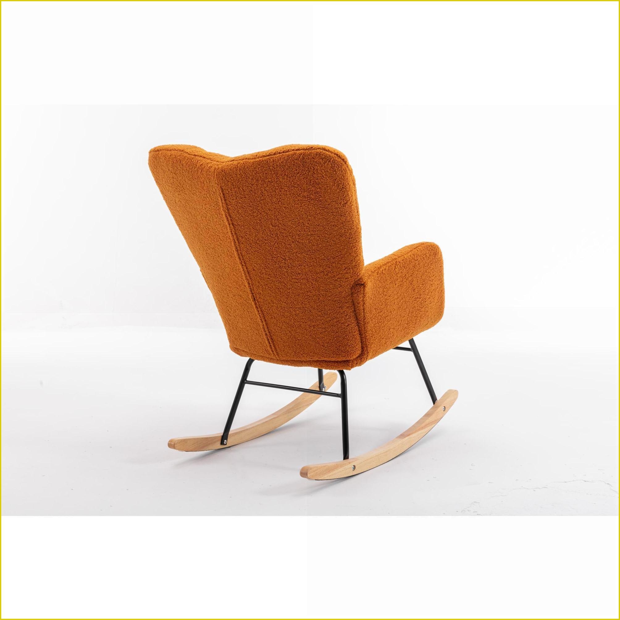 Rocking Chair, Caramel Teddy Fabric Nursery Glider for Living Room | Teddy | Foam