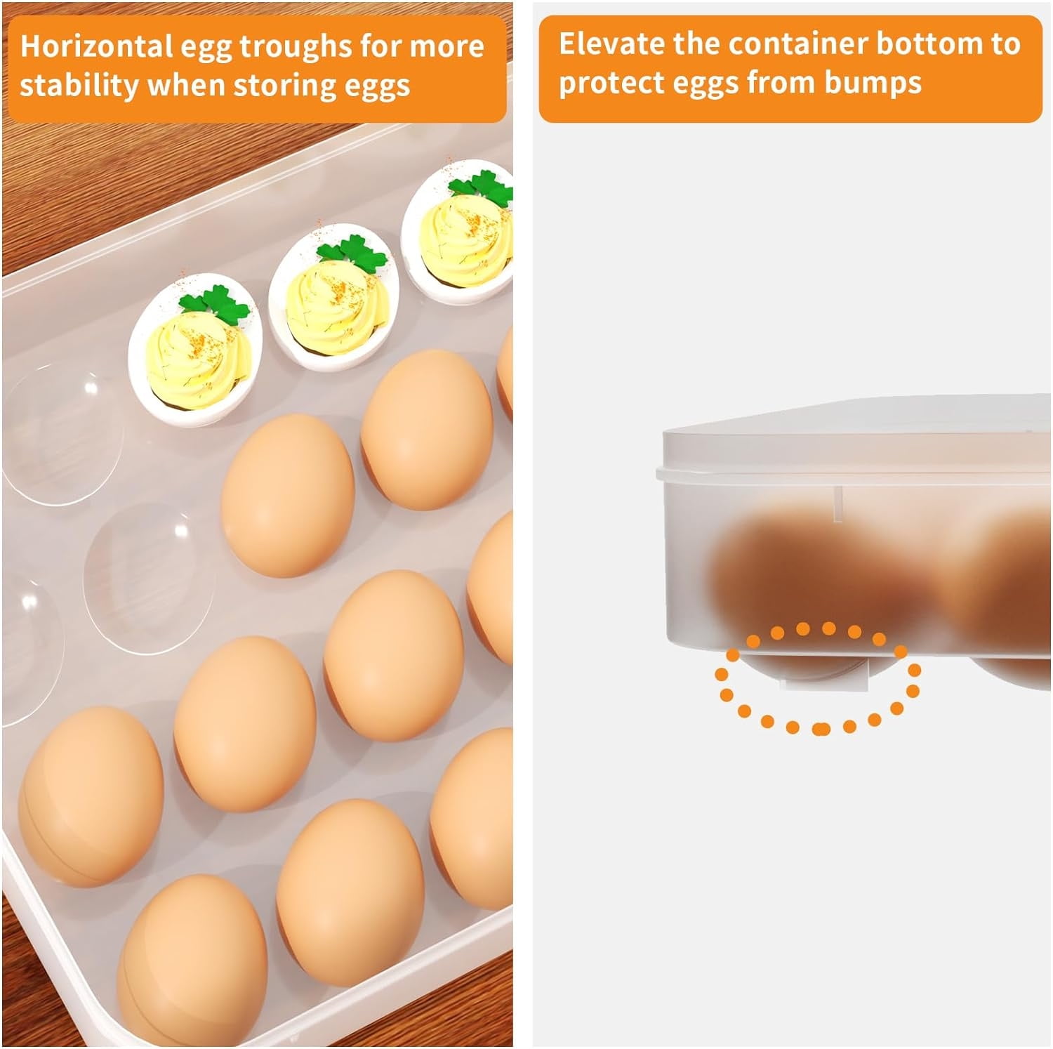 Plastic Egg Containers with Lid (Set of 2),Happon 48 Count Portable Egg Carrier Tray for Party,Portable Egg Holder for Refrigerator,Clear Egg Storage for Party Home Kitchen Supplies