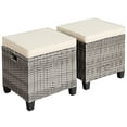 thumbnail image 6 of Patiojoy Set of 2 Outdoor Rattan Cushioned Ottoman Seat All Weather Patio Footrest White, 6 of 7