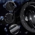 thumbnail image 4 of Funda de volante de cristal de 38 cm, funda de volante universal con diamantes, funda de volante de terciopelo, fundas antideslizantes para volante de coche, color negro, 4 of 4