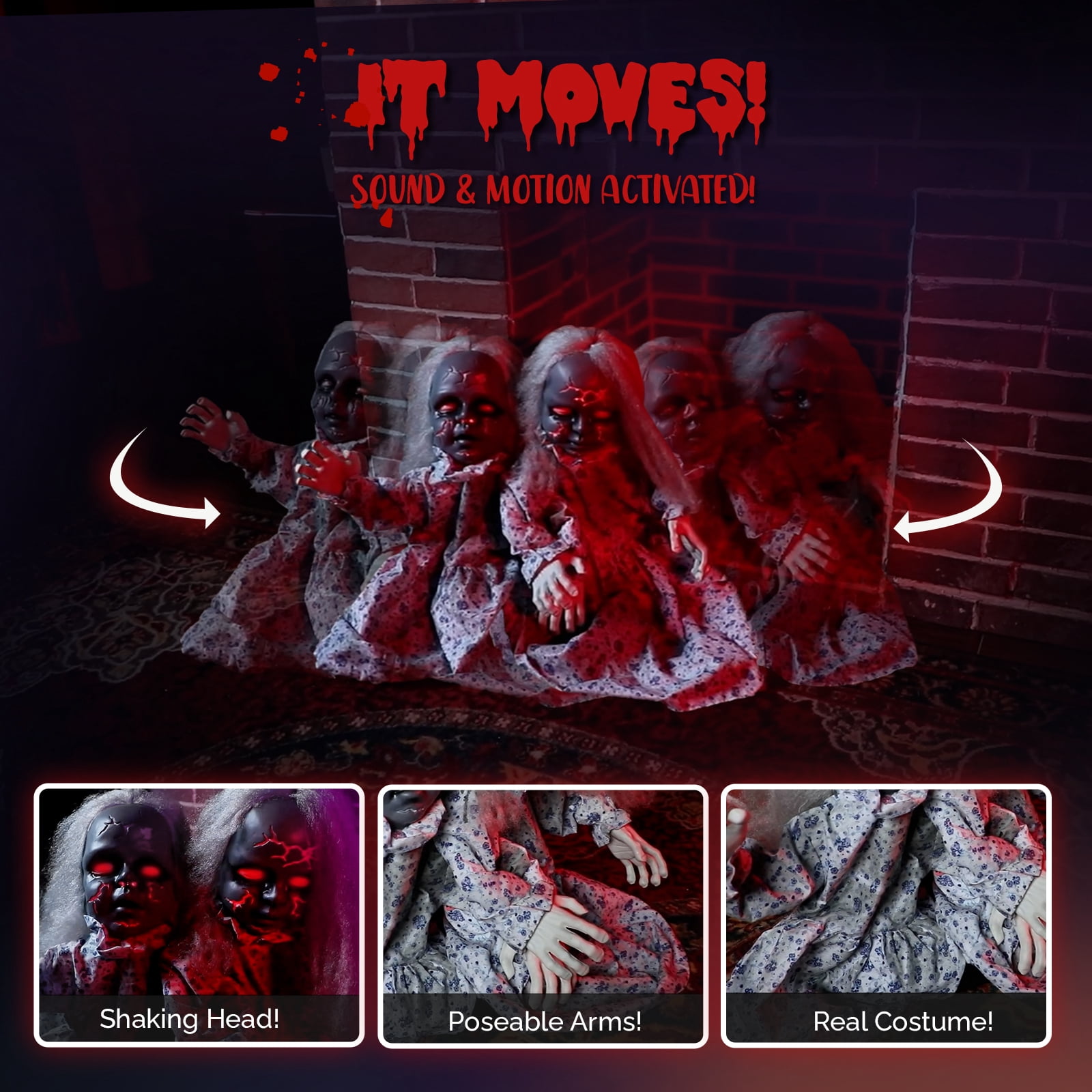 Astoutdoor 2.8 ft Halloween Standing Decoration with Lights and Sound