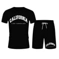 thumbnail image 3 of Afdoent Mens Two Piece Outfits Men's Large Summer Short Sleeved T Shirt And Shorts Suit Men's Casual Fashion Theme Suit Basic Retro Street Wear Summer Vacation Outfits For Men, 3 of 5