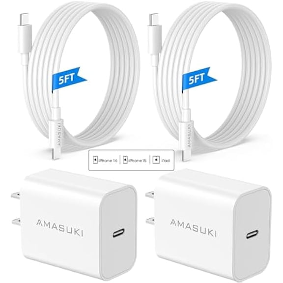 Quyaojz for Wall Charger Plug with USB C Port and 27in/70cm Type C Cable,Travel Essentials 30W Fast Charging Foldable Block Compatible With iPhone 16/15/,iPad,Galaxy,Pixel-White