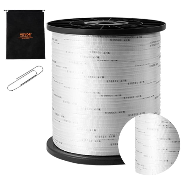 VEVOR Polyester Pull Tape, 1/2" x 5249' Mule Tape Flat Rope, 1250 lbf Tensile Capacity, Printed Webbing Cable Pulling Tape