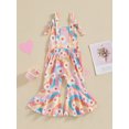 thumbnail image 4 of Bagilaanoe Toddler Baby Girl Summer Jumpsuit Sleeveless Daisy Print Romper Overalls 6M 12M 18M 24M 3T 4T Kids Flared Pants Summer Clothes, 4 of 8