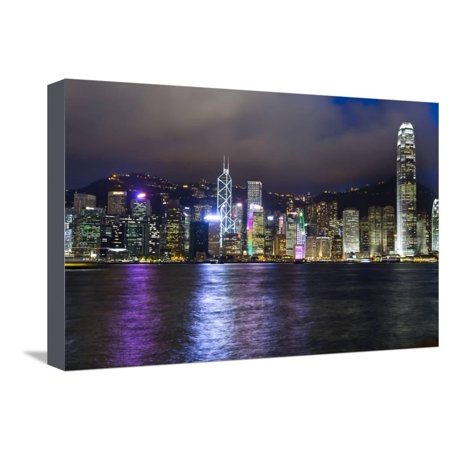 Hong Kong Island by Night Stretched Canvas Print Wall Art By lapas77