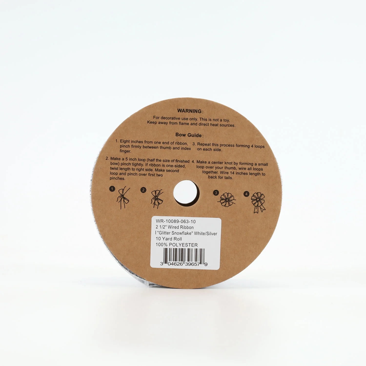 LaRibbons 2 1/2" Wired Ribbon, Silver Glitter Snowflake, 10 Yard Roll