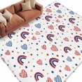 thumbnail image 2 of Red Blue Rainbows Washable Area Rug 5 x 7 ft Independence Day Patriotic Yellow Stars Love Heart , Soft Non Slip Rugs Stain Repellent Indoor Felt Carpet for Living Dining Room Bedroom Home Office, 2 of 9