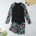 thumbnail image 5 of Hicidod Womens Swimsuits Two Piece Rash Guard Long Sleeve Swimwear Uv Upf 50+ Bathing Suit Fashion Print Swim Shirt with Boyshort Bottom, 5 of 9