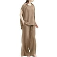 thumbnail image 1 of Ensembles 2 Pcs pour Femmes Grande Taille, Pyjamas de Détente, T-Shirts à Manches Courtes, Pantalons Longs à Jambes Larges Fluides, Tenues d'Été, 1 of 6