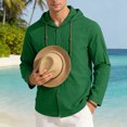 thumbnail image 6 of Men's Casual Button Down Hoodie Cotton Linen Blend Long Sleeve Round Neck Blouse, Soft Breathable Fabric For Daily Beach Vacation | Zenithor,Green 3XL, 6 of 9