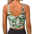 thumbnail image 3 of Bixox Women's Colorful Hawaii Palms Pattern Fitness Navel Tank Top U-Back Yoga Tank Top Sweatshirt Sports Bra, 3 of 7