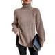 thumbnail image 3 of Suéter Suéter femenino Suéter Tops Suéter de punto de cuello alto suelto Cómodo traje de calle Cgtredaw Caqui M para Mujer, 3 of 7