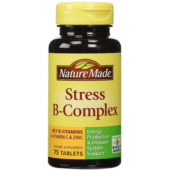 Nature Made Stress B-Complex Dietary Supplement Tablets with Vitamin C & Zinc 75 ea (Pack of 3)