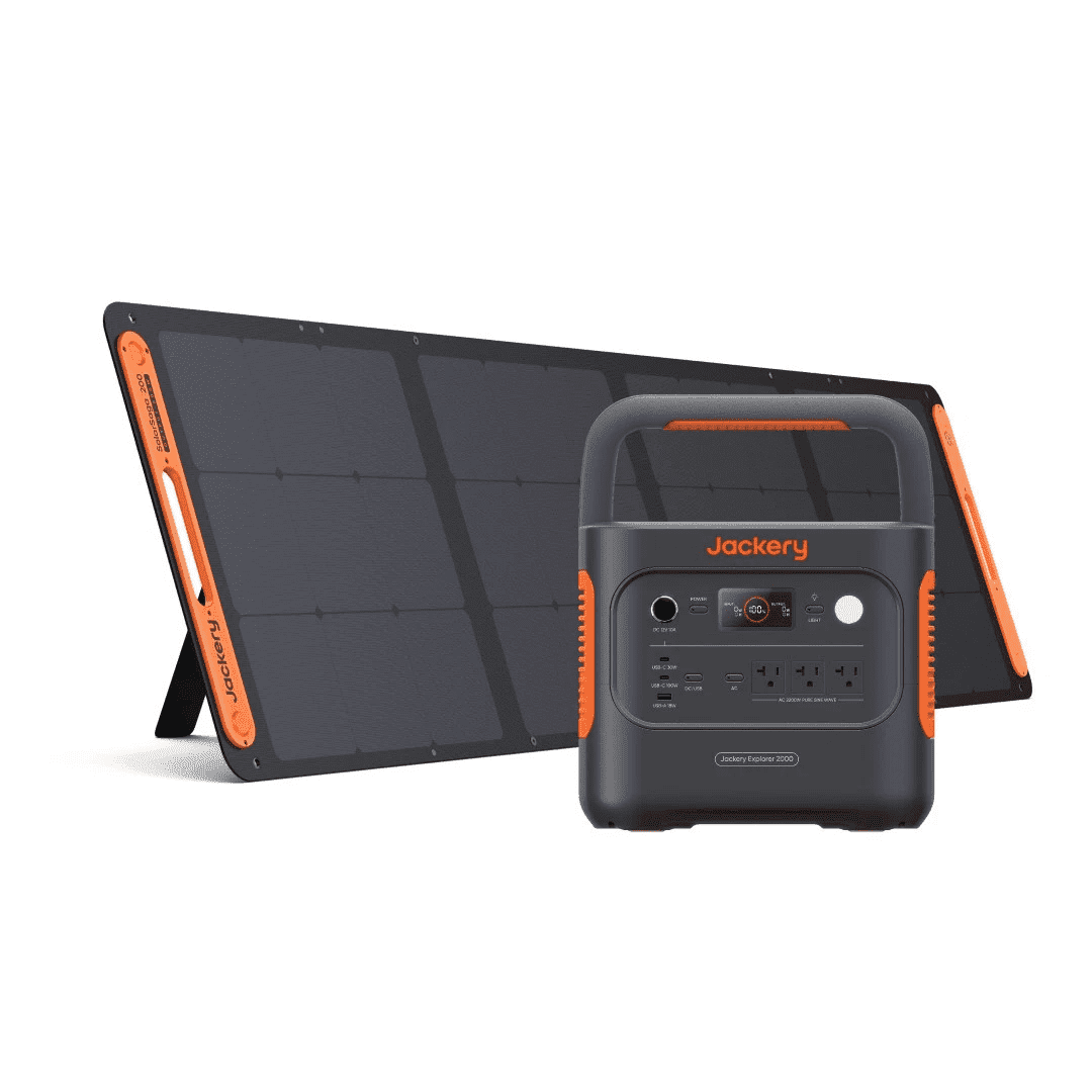 Restored Jackery Explorer 2000 v2 Solar Generator with SolarSaga 200W Solar Panel,2035Wh LiFePO4 Home Backup Battery,USB-C PD 100W Fast Charging for Emergencies, Power Outages.(Refurbished)