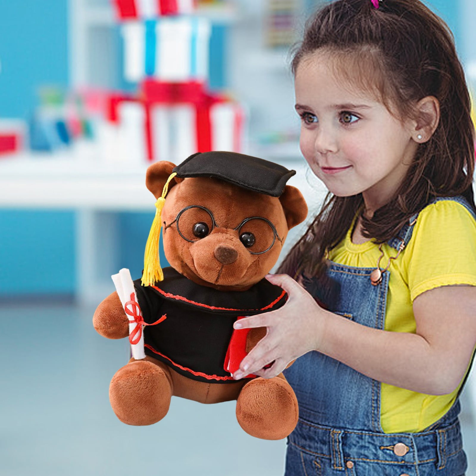 Wovilon 2 Pack Graduation Plush Bear, 7 Inch Cute Doctor Bear with Graduation Hat, Ideal for School Event Prize Party Favor, Convey Blessings for Bright Future