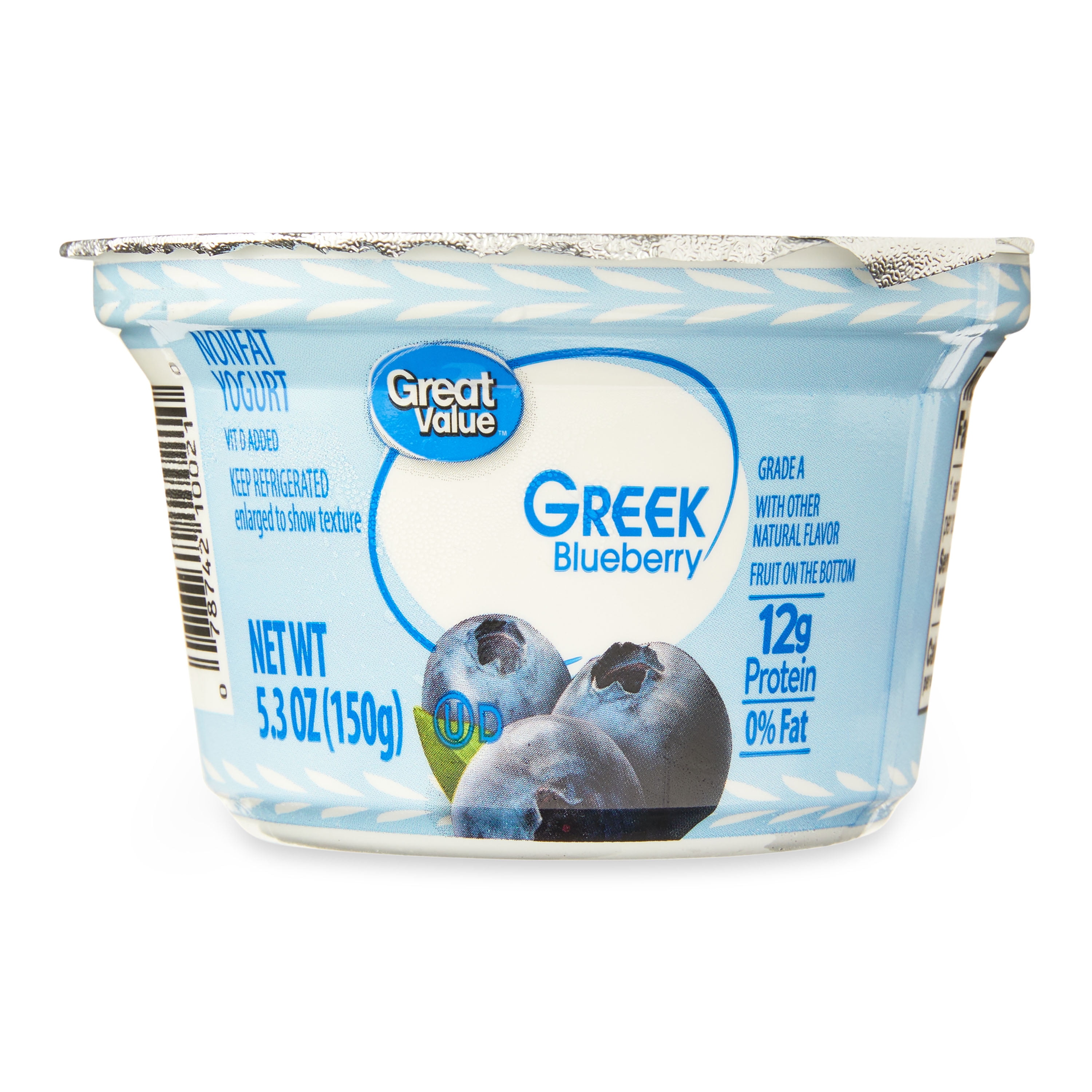 Great Value Greek Blueberry Nonfat Yogurt, 5.3 oz