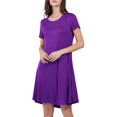 thumbnail image 1 of Robe, Col Rond Doux Couleur Unie Femmes Manches Courtes Amples pour Rendez-Vous, 1 of 8