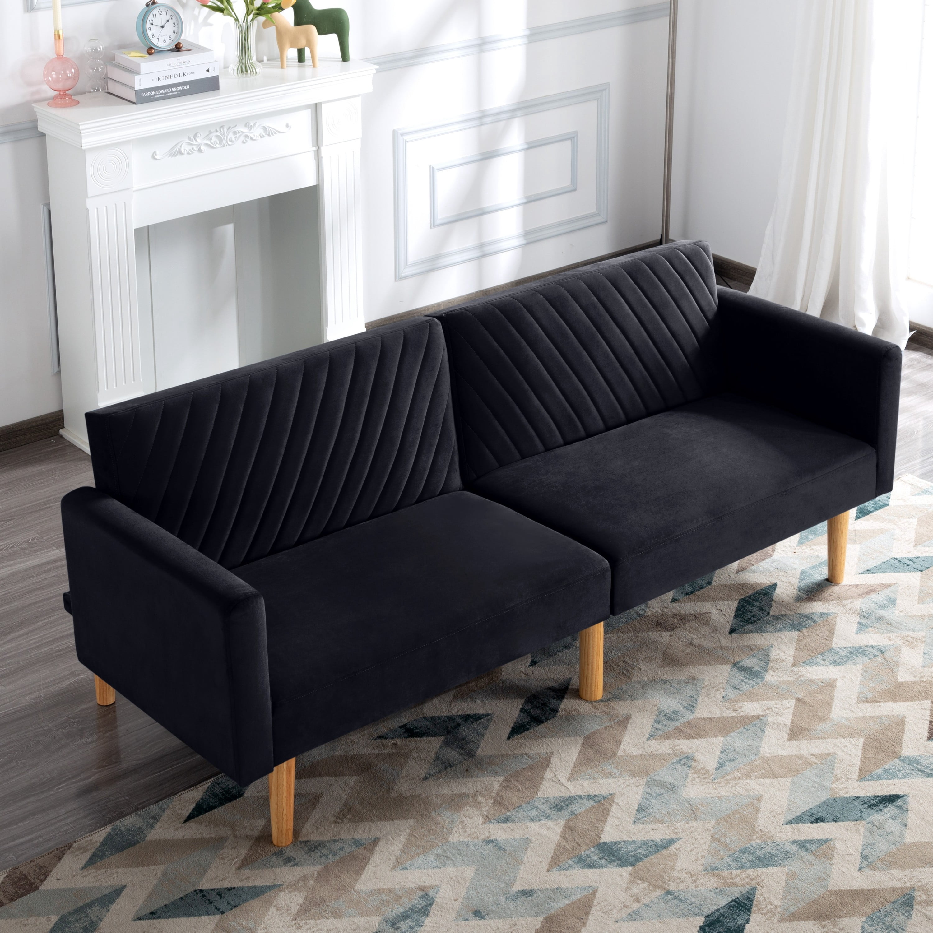 Futon Sofa Bed,Sleeper Sofa,Small Sofa,Loveseat,Mid Century Modern Futon Couch,Sofa Cama,Couches for Living Room,Navy Blue
