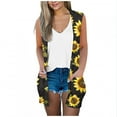 thumbnail image 2 of Karight Womens Long Vests Sleeveless Printed Draped Lightweight Open Front Cardigan Layering Vest with Pockets, 2 of 5
