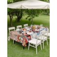 thumbnail image 3 of Outdoor Tablecloth with Umbrella Hole and Zipper, Brown Wood Snowman Christmas Rectangle Table Cloth 60x102 Inch Waterproof Tablecloth, Xmas Poinsettia Winter Gifts Picnic Table Cover for Patio, 3 of 7