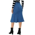 thumbnail image 3 of MODA NOVA Juniors Zip High Waist Ruffled Fishtail Hem Bodycon Midi Denim Skirt, 3 of 6